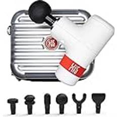 Hi5 Allmän vibrationsmassageapparat djup vävnad massagepistol massage pistol för bantning efter sport nacke axlar rygg avslappning tyst drift 6 massagehuvud-vit med hårt fodral, 1520 g