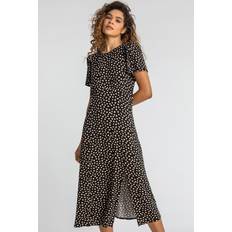 Roman Spot Print Side Split Dress in Black