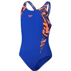 Speedo girls hyperboom splice muscleback swimsuit blue/orange