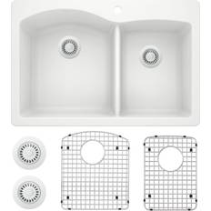 Drainboard Sinks on sale Blanco 440216-KIT Diamond 33" Dual Mount Double