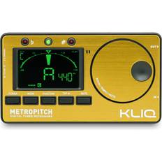 Gold Tuning Equipment KLIQ MetroPitch Metronom Tuner für alle Instrumente mit Gitarre, Bass, Violine, Ukulele und chromatischem Stimmmodus Tongenerator inklusive Tragetasche Gold