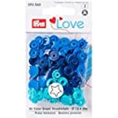 Prym blue turquoise ink love star snap press fasteners 12.4mm per pack of 30