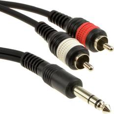 pro 6.35mm jack to 2 phono plugs shielded cable