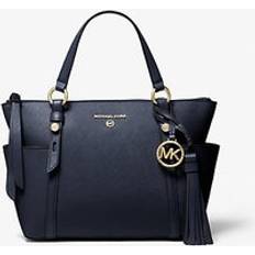 Michael Kors MK Sullivan Small Saffiano Leather Top-Zip Tote Bag Navy