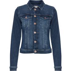 PULZ Jeans Overtøj PULZ Jeans Pzsira Jacket Kvinde Denimjakker Regular Fit hos Magasin Dark Blue Denim