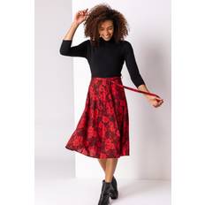 Pliegues Vestidos Roman Floral Print Fit And Flare Dress in Red