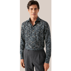 Blå - Herre Kjoler Etón Chemise bleu marine en laine mérinos À imprimé floral