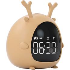 Dsport F20 Creative Smart Deer Shape Alarm Clock Usb Voice Control Desktop Digital Led Clock Mini Electronic Cartoon Alarm Clock