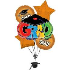 Orange Straws PMU Graduation Congrats Grad Cap Balloon Bouquet Orange 5/Pkg Pkg/1