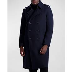 Men - Rayon Outerwear Men's Wool Trench Coat NAVY