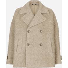 Men - Stretch Coats Dolce & Gabbana Wool and cotton pea coat grey_beige_2