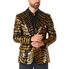 Geel - Man Blazers OppoSuits Blazer Tiger Royale - Zwart/Goud