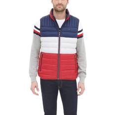 Tommy Hilfiger Herr Västar Tommy Hilfiger Herren Leichte, Gesteppte Pufferweste Standard und Big & Tall Daunenweste, Midnight/Ice/Red