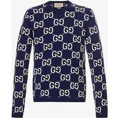 Gucci Clothing Gucci GG jacquard wool sweater blue