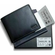 HUGO BOSS Note Compartments Wallets HUGO BOSS men's black leather bifold wallet card & coin pocket great gift