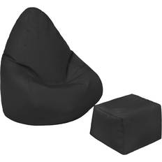 Black Beanbags Loft25 Bean Bag Chair with Footstool