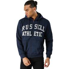 Russell Athletic Herren Pullover Russell Athletic Zip Through Tackle Twill Hoody Blue, Male, Tøj, Skjorter, Blå