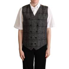 Leopard Veste Dolce & Gabbana Uld Leopard Print Waistcoat Vest Gray IT40/S