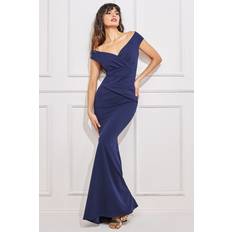 Bardot Pleat Maxi Dress - Navy