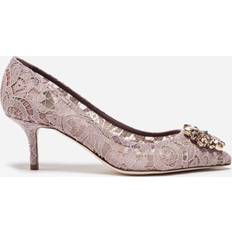 Dolce & Gabbana Pink Heels & Pumps Dolce & Gabbana Bellucci Taormina lace pumps women glass/Polyamide/Leather/Viscose/Leather/Cotton Pink