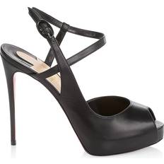 Christian Louboutin Jenlove Alta 120 Leather Peep-Toe Pumps - Black