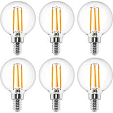 6 Pack G16.5 Light Bulb LED 4W 2700K Warm White Dimmable 40W Equivalent E12 Candelabra Bulb 120V Short Light Bulbs Bedroom, Kitchen, Pendant, Chandeliers, Vanity Bulbs, LED G50 Globe Light Bulbs