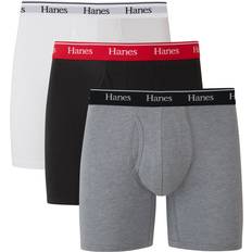 Hanes Herenondergoed Hanes Herren Originals Boxershorts Stretch Baumwolle Unterwäsche 3er Pack Retroshorts, Regular Leg – Weiß Schwarz, Betonmeliert – Stück