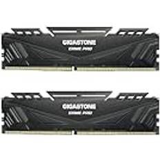Gigastone DDR4 RAM Black Game PRO Desktop RAM 16GB (2x8GB) DDR4 RAM 16GB DDR4-3200MHz PC4-25600 CL16 1.35V 288 Pin Unbuffered Non ECC UDIMM for PC