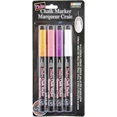 Uchida Bistro Chalk Marker Extra Fine Point Set 4/Pkg-White & 3 Fluorescents 485-4H