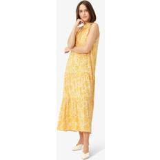 Noa Noa Dima Floral Print Tiered Halter Neck Maxi Dress, Yellow/Peach