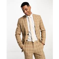 Men - Natural Blazers Jack & Jones – Premium – Beige, rutig kavaj med supersmal passform-Naturlig