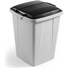 Durable Grey Square Recycling Bin + Black Lid Safe