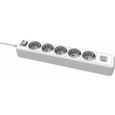 Philips 5-vägs uttag – SPN3052WB/19 – 230V – vit – med USB – huvudbrytare