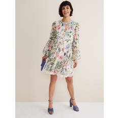 Phase Eight Chiffon Floral Mini Dress, Ivory/Multi