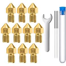 Mmobiel 10 pcs 0.5mm brass mk8 3d printer nozzles extruder for creality ender