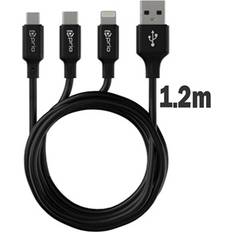 3in1 Micro USB & USB C & Lightning zu USB A Kabel 3A