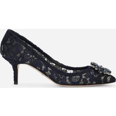 Blue - Viscose Heels & Pumps Dolce & Gabbana Bellucci Taormina lace pumps women Viscose/Leather/Silk/Leather/Cotton Blue