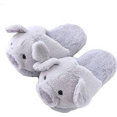 Fur Slippers Funny Slippers piggy slippers for women Warm Animal Slippers Furry Pink Pig Slippers5-8 Grey Pig