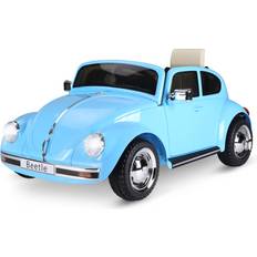 Aosom Electric Kids Remote Ride On Car, 6V Battery Powered with Remote Control, Horn, Music for 3-6 Years Old, Volkswagen Beetle Licensed, Blue