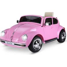 Aosom Licensed Volkswagen Beetle Electric Kids Ride-On Car 6V Battery Powered Toy with Remote Control Music Horn Lights MP3 for 3-6 Years Old, Pink