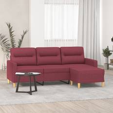 vidaXL 3-Sitzer-Sofa mit Hocker Weinrot 180 cm Sofa