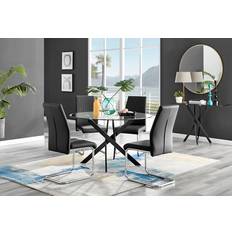 Schwarz Tischgruppen Box Novara Black Leg Dining Set 120cm