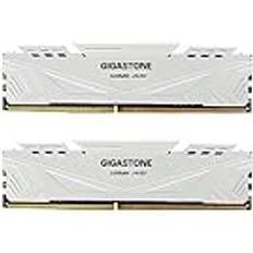 Gigastone DDR4 RAM White Game PRO Desktop RAM 16GB (2x8GB) DDR4 RAM 16GB DDR4-3200MHz PC4-25600 CL16 1.35V 288 Pin Unbuffered Non ECC UDIMM for PC