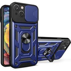 Hurtel Armored case with stand and camera cover for iPhone 15 Plus Hybrid Armor Camshield blue