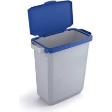 Cleaning Equipment & Cleaning Agents Durable Grey Rectangular Recycling Bin + Blue Hinged Lid 60L