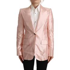 Dolce & Gabbana Pink Blazers Dolce & Gabbana Pink Satin Long Sleeves Blazer Coat Jacket IT36