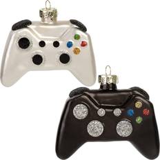 Joyin 2 Christmas Glass Video Game Controller Ornament Christmas Tree Blown Black&White