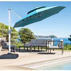 10-Foot Round Cantilever Patio Umbrella, Double Top Navy Blue