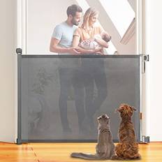 Child Safety Fuumlo Fuumlo Retractable Baby Gates for Stairs, 33" Tall, Extends to 51" Extra Wide, Mesh Soft Pet Gate for Dog, Child Safety Gate for The House, Doorways, Hallways, House, Indoor, OutdoorGrey