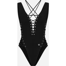 Dolce & Gabbana Swimsuits Dolce & Gabbana One-piece swimsuit with plunging neckline black